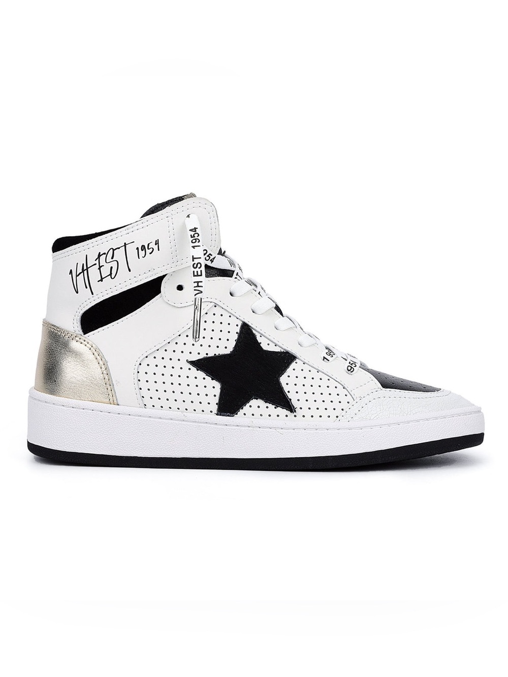 Vintage Havana White and Black High Top Sneakers with Star Detail NWOT